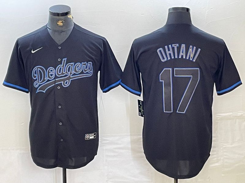 Men Los Angeles Dodgers 17 Ohtani Black Fashion Nike Game MLB Jersey style 13